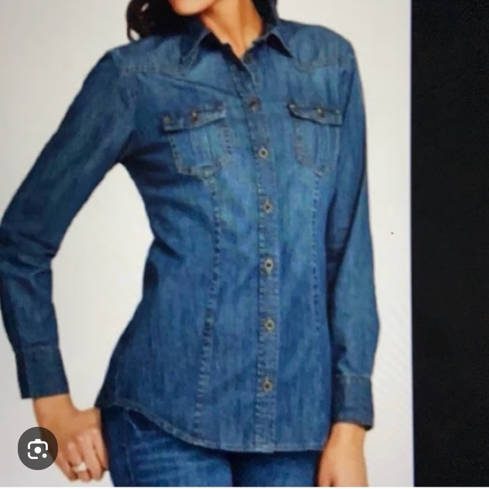 CAbi #970 Blue Denim Button Down Shirt